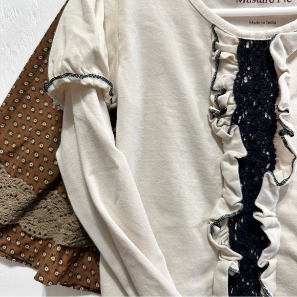 MUSTARD PIE • Girls 4  • Ruffle Victorian Boho Top • Brown Ruffle Swing Skirt - Picture 11 of 12